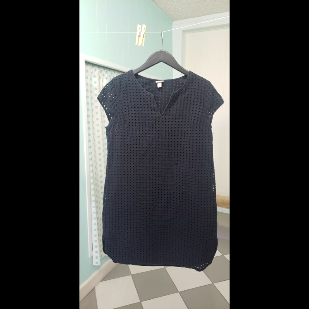 Merona black mini dress with eyelets pullover casual